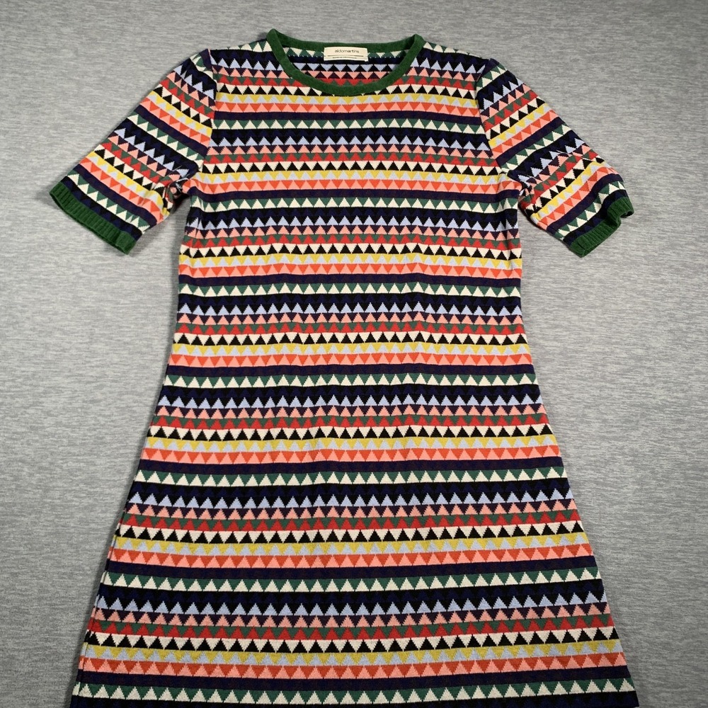 Aldomartins Dress Womens Large Knit Wool Blend Geometric Triangle Retro‎ Pattern
